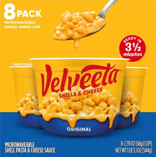 Velveeta Shells and Cheese Mac and Cheese, for Easy Snacks or Dinner Sides, Original Flavor, 2.39 oz, 8 Cups (Pack of 2) thumbnail 13