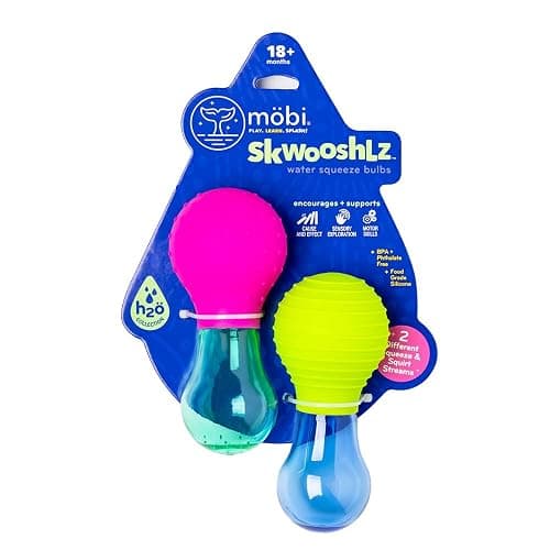 Mobi Skwooshlz Water Squeeze Bulbs - Silicone Baby Bath Toys, Baby Bathtub Toys for Toddlers, Latex and BPA Free, Food Grade Silicon, Easy to Clean - Toddler Ages 1-3 (Pack of 2) - Image 1