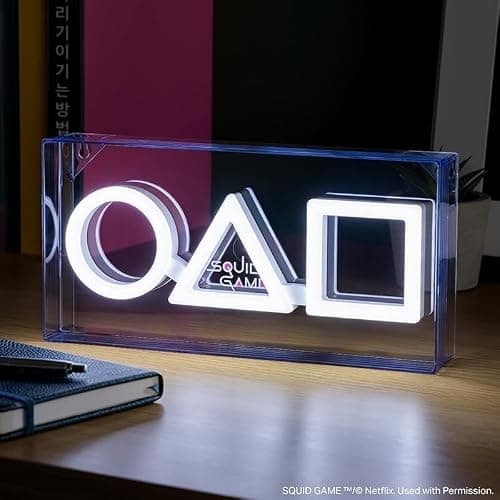 Paladone Squid Game LED Logo Neon Light - Officially Licensed Merchandise, Acrylic Freestanding or Wall Mountable Iconic Shape Lights, Gaming Room Decor for Netflix Fans, Nightlight Gift for Bedroom thumbnail 2