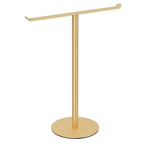 Gold Hand Towel Stand, T-Shape Hand Towel Holder for Bathroom, Display Fingertip Towel Holder Organizer and Bathroom Towel Racks,Kitchen Towel Rack - Light Base - Gold thumbnail 8