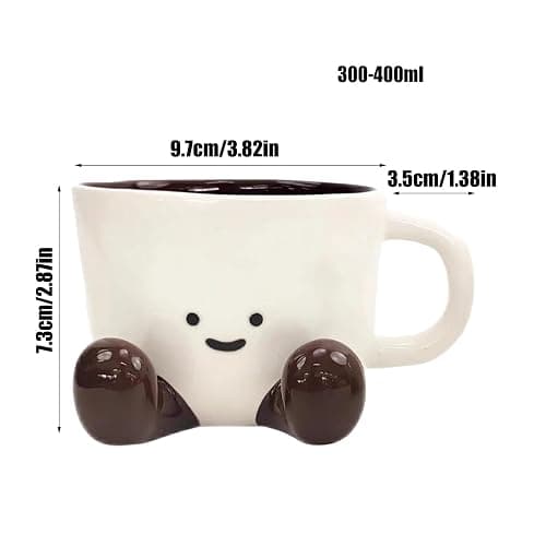 Novelty Tea Cup with Feet, Cute Water Mugs, Crea-tive Planter Ceramic Hand Kneaded Cute Coffee Mug, Durablle Thermal Coffee Cup, Decorative Desk Accessory for Offices Home thumbnail 5