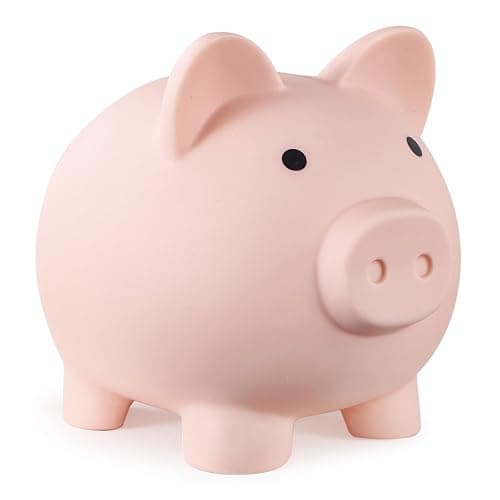 PJDRLLC Piggy Bank, Unbreakable Plastic Money Bank, Coin Bank for Girls and Boys, Medium Size Piggy Banks, Practical Gifts for Birthday, Easter, Christmas (Flesh-Colour) - Image 1
