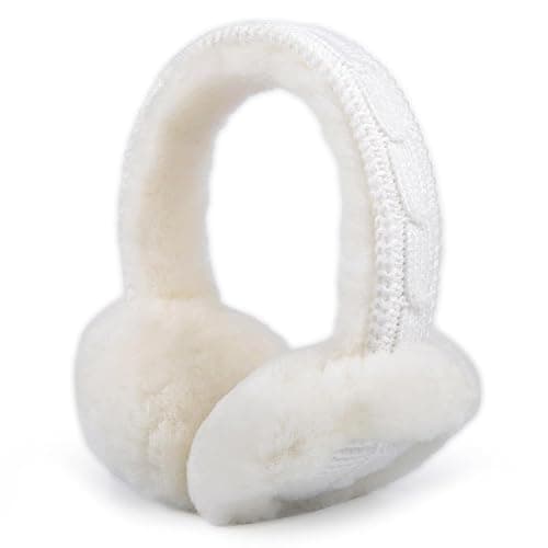 Harssidanzar Womens Winter Earmuffs, Sheepskin Earmuffs, Foldable Earmuffs, Outdoor Earwarmer HL303CA - Image 1