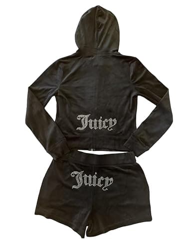 Juicy Couture Velour Liquorice Tracksuit Jacket and Shorts Set Size M - Image 1