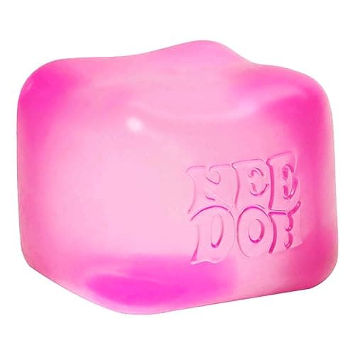 Schylling NeeDoh Nice Cube -Sensory Squeeze Toy with Super Solid Squish - 2.25" Cube - Pink