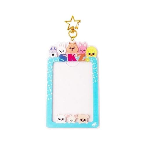 SKZO Keychain Photocard Holder Keychain Photo Frame Keychains Animals Cartoon Photo Sleeve Idol Card Holder Protective Case for Stray Fans (Blue) - Image 1