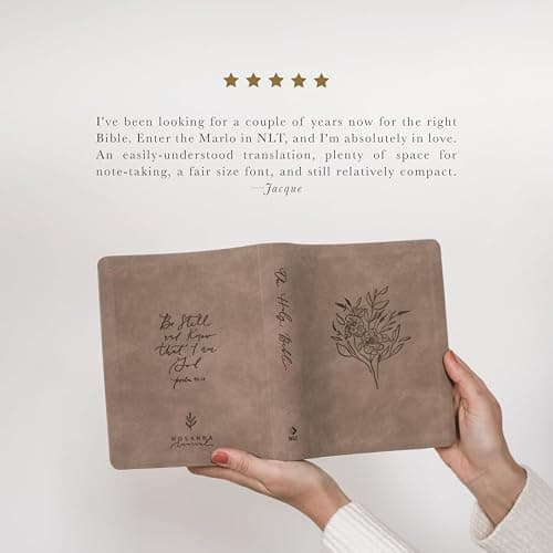 Hosanna Revival, New Living Translation, Notetaking Bible, Wide Margins, Taupe Leather-like Cover with Floral Design, Title: Marlo Theme thumbnail 9
