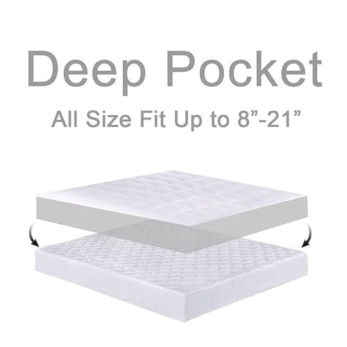 Mattress Topper Queen for Back Pain, Extra Thick Mattress Pad Cover, Plush Pillow Top, Deep Elastic Pocket, White thumbnail 5