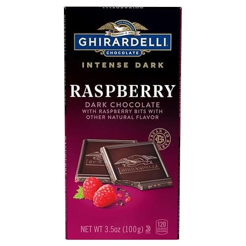 GHIRARDELLI Intense Dark Chocolate Bar, Raspberry, 3.5 Oz Bar - Image 1