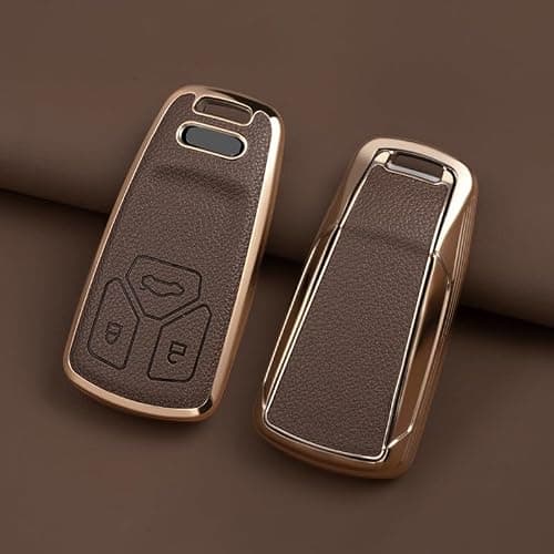 Axtrulix Key Fob Cover for Audi with Key Chain, Upper Leather + Soft TPU Key Cover Case Shell for A4 Q7 Q5 TT A5 SQ5 R8 S5 thumbnail 5