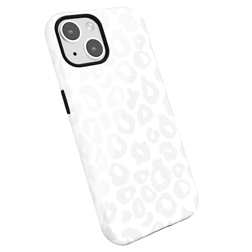 LoeoeL for iPhone 15 Case Cheetah Print, Leopard Pattern Phone Case for Women Girls, Girly Cute Thin Slim Hard Shell Plastic Phone Cover, Luxury Aesthetic Trendy Retro Animal Design, White - Image 1