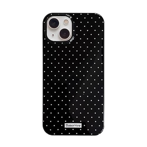 inewateri Compatible with iPhone 13/iPhone 14 Case with Cute Fashion Polka Dot Aesthetics Design Simple Case for Soft TPU Slim Protection Case for iPhone 13/14-Black - Image 1