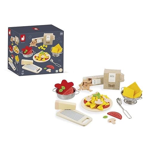 Janod - Pasta Mix - Set di Pasta - Giocattolo Imitazione Cucina e Ristorante - 58 Elementi in Legno, Cartone, Feltro - Certificato FSC - Vernice ad Acqua - Dai 3 Anni, J06598 thumbnail 3