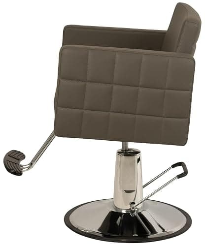 Buy-Rite Icon Salon Styling Chair - Gray Hydraulic Chair with Extra-Wide Seat, Quilted Vinyl Design, Steel Frame & 23" Round Base for Professional Stylists & Barbers, YLG-192-GRY thumbnail 9