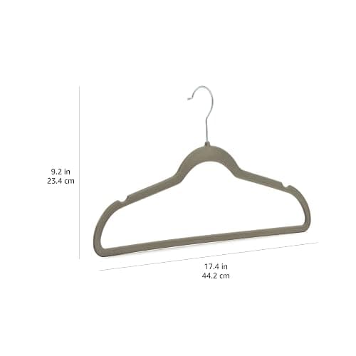 Amazon Basics Slim Velvet Non-Slip Space Saving Suit Clothes Hangers, Closet Organizer, Gray/Silver, 50-Pack thumbnail 3