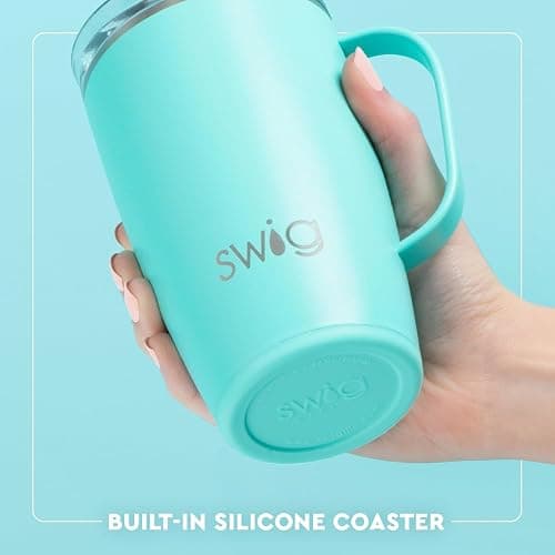 Swig Life 18oz Travel Mug, Insulated Tumbler with Handle and Lid, Cup Holder Friendly, Dishwasher Safe, Stainless Steel, Travel Coffee Cup (Sun Chaser) thumbnail 5