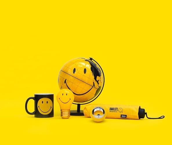 Suck UK Smiley Face World Globe | Office Accessories | Smiley Face Desk Decor & Office Desk Accessories | Office Desk Decor & Bookshelf Decor | For Children & Kids | Yellow thumbnail 3