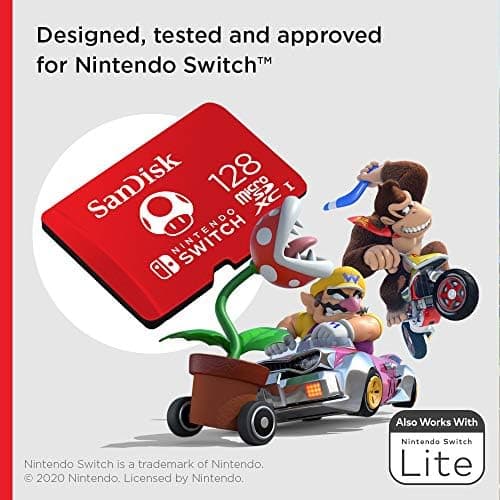SanDisk 128GB microSDXC card for Nintendo Switch consoles, Nintendo Licensed Product, up to 100 MB/s, more place for games, UHS-I, Class 10, U3, Super Mario Super Mushroom - 128GB - Super Mario Super Mushroom thumbnail 3