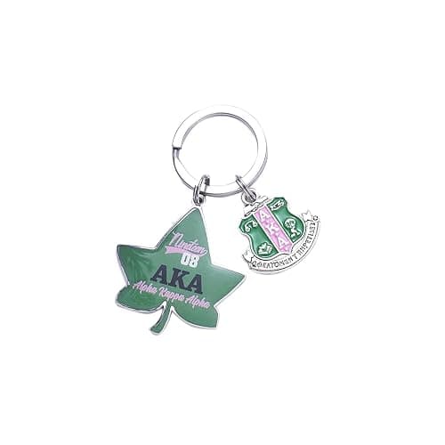 JHJEWH 1908 Keychain,Sorority Paraphernalia Gifts AKA Key Chain Lvy Leaf Pendant Keyring AKA Sorority Gifts for Women Sisterhood Keychains for Sisters Friends - Image 1