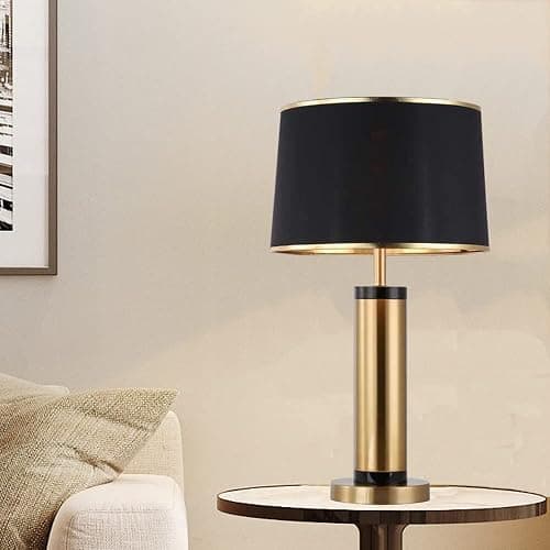 Mengjay Lampe de table Métal moderne, Lampe de chevet, abat-jour blanc ou noirLampe de table，Elle convient très bien comme lampe de lecture dans la chambre à coucher, le salon et le bureau thumbnail 6