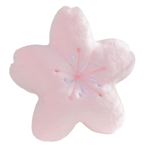 GEXUANCHEN Cute cherry blossom decorative plush pillow for bedroom balcony living room sofa chair car cushion (pink) (17.7 * 17.7, pink) - Image 1