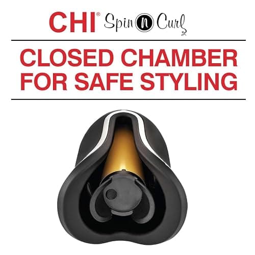 CHI Spin N Curl, Curling Iron For Healthy & Shiny Effortless Curls & Waves, Provides Preset Temperature Settings For Each Hair Texture, Onyx Black thumbnail 3