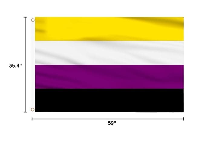 AhfuLife Non Binary Flag - 3x5 Ft Rainbow Pride Flag for Outside - Double Side with Brass Eyelets for Non Binary Party Decor, LGBT Pride Day Party Wedding Decorations thumbnail 3