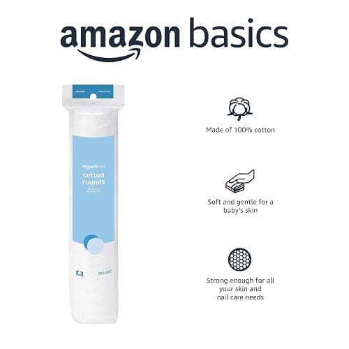 Amazon Basics Hypoallergenic 100% Cotton Rounds for Makeup Removal and Skincare, 100 Count, 1 Pack thumbnail 3