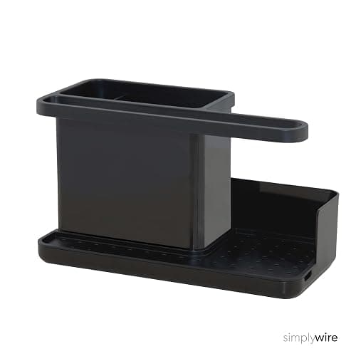 simplywire – Sink Tidy/Caddy – Kitchen Sink Organiser – Removable Drip Tray – Non-Slip - Black thumbnail 4