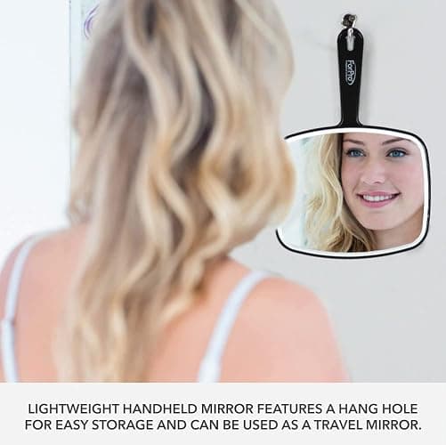 ForPro Professional Collection Premium Hand Mirror with Handle, 6.3" W x 9.6" L, Multi-Purpose Handheld Mirror with Distortion-Free Reflection, Black thumbnail 5