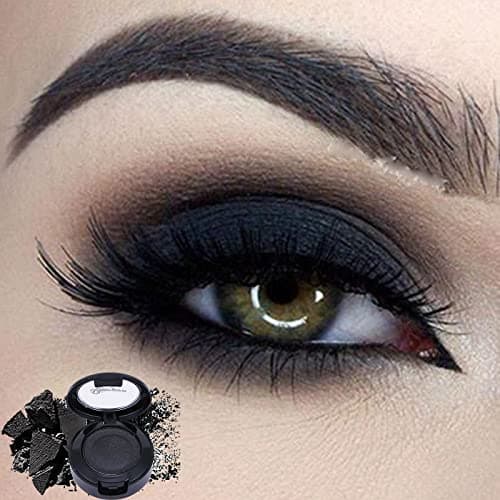 Black Eyeshadow Matte Eyeshadow, Black Eye Make-Up Pressed Fine Powder Palette Eyeshadow High Pigment Longlasting Sweatproof Single Eye Shadow With Mirror And Brush For Performance (Black) - Black thumbnail 2
