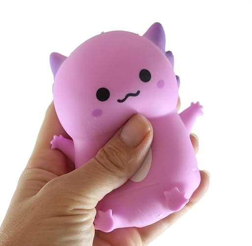4 Axolotl - Soft Creamy Doh Filled Squeeze Stress Balls - Sensory, Fidget Toy Super Soft (All 4 Color Axolotls) thumbnail 6