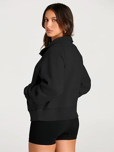 AUTOMET Womens Sweatshirts Half Zip Cropped Pullover Fleece Quarter Zipper Hoodies 2025 Fall Fashion Outfits Clothes thumbnail 5