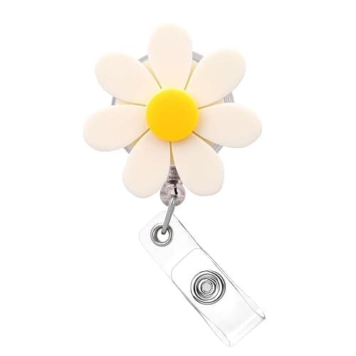 Badge Reel Holder Retractable with ID Clip, Nurse Badge Reel for Lab Techs, Nurses, Medical Assistants, Nursing Assistants, Lab Week Gift,LPN,L&D Funny Accessories (Little Daisy) - Image 1
