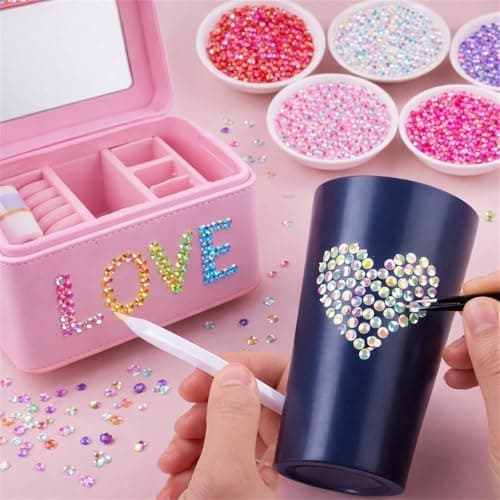Bedazzler Kit with Rhinestones,Rhinestones for Bedazzling,Colorful DIY Resin Rhinestone Kit,Multicolor Resin Jelly 3mm Flatback Gems with B7000 Jewelry Glue for Bedazzled Nail Art (40grids) thumbnail 3