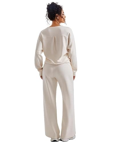 SUUKSESS Women Modal Fall 2 piece outfits Oversized Sweatshirt Wide Leg Pants thumbnail 3