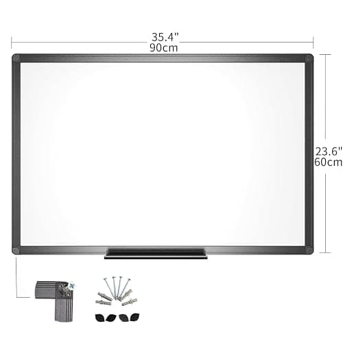 VIZ-PRO Magnetic Dry Erase White Board, 36 X 24 Inches, Black Aluminium Frame thumbnail 3