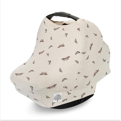 Parker Baby 4 in 1 Car Seat Cover for Girls and Boys - Stretchy Carseat Canopy, Nursing Cover, Grocery Cart Cover, High Chair Cover - "Butterfly" - Image 1