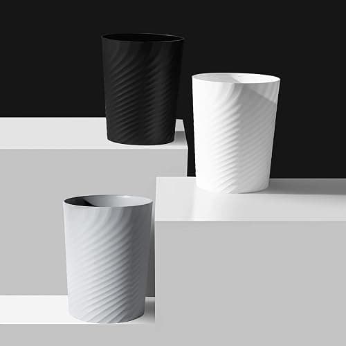 UUJOLY Plastic Small Trash Can Wastebasket, Garbage Container Basket for Bathrooms, Laundry Room, Kitchens, Offices, Kids Rooms, Dorms, (White, 1.8 Gallon) thumbnail 6