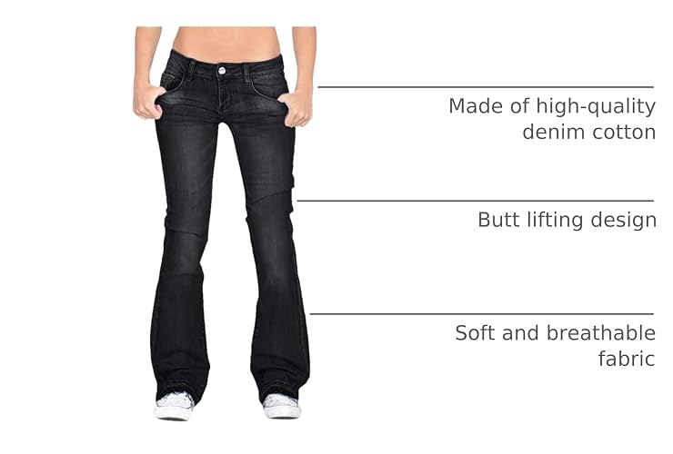 Cdiecer Bell Bottom Jeans for Women Low Rise Flare Pants Butt Lifting Jeans Mid 90s Bootcut Jean Plus Size Wide Leg Pant thumbnail 3