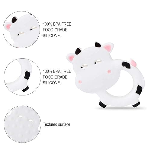Baby Silicone Teether,Sensory Chew Toys,BPA Free Soft and Effective Infant Teething Pain Relief Toys,Freezer Safe,Food Grade Silicone,Best Shower Gift for Boys and Girls (Cow) thumbnail 3