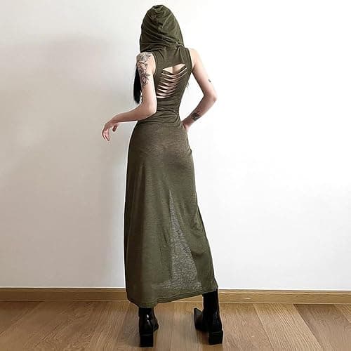 SINROYEE Women High Slit Long Dress Sexy Sleeveless Cocktail Dress Sexy Cutout Bodycon Party Club Cami Dresses thumbnail 3
