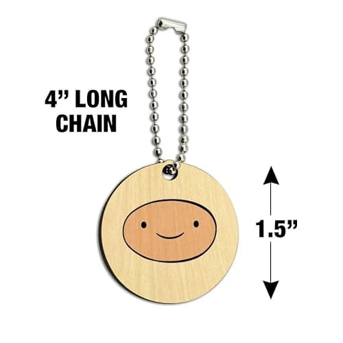 GRAPHICS & MORE Adventure Time Finn Head Wood Wooden Round Keychain Key Chain Ring thumbnail 3