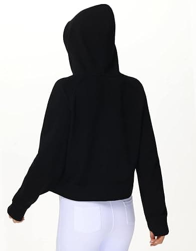 THE GYM PEOPLE Womens' Hoodies Half Zip Long Sleeve Fleece Crop Pullover Sweatshirts with Pockets Thumb Hole thumbnail 3