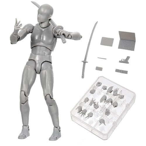 Haniforever Artists Manikin Art Mannequin Figures Supplies Drawing Tools,Small Drawing Figure Model for Sketching,Painting,Action Figure Set(Grey,Male) thumbnail 7