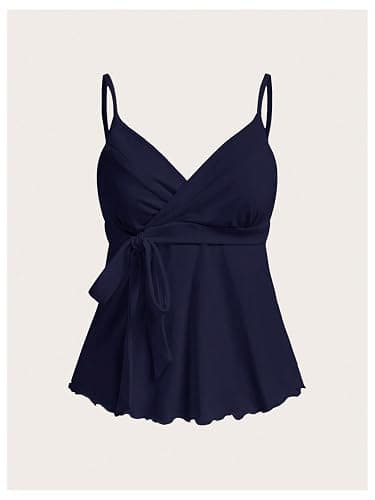 SOLY HUX Women's Babydoll Tops Sleeveless V Neck Peplum Crop Wrap Top Cute Summer Tie Front Camisole thumbnail 3