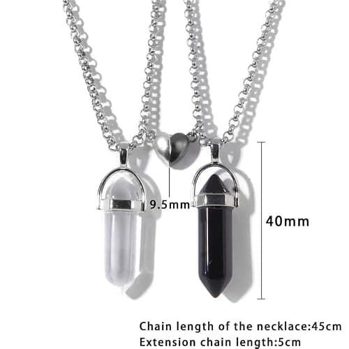 ZNDIJE Magnetic Couple Matching Split Heart Necklace Crystal Mutual Attraction Pendant Best Friends Friendship Jewelry Gift thumbnail 3