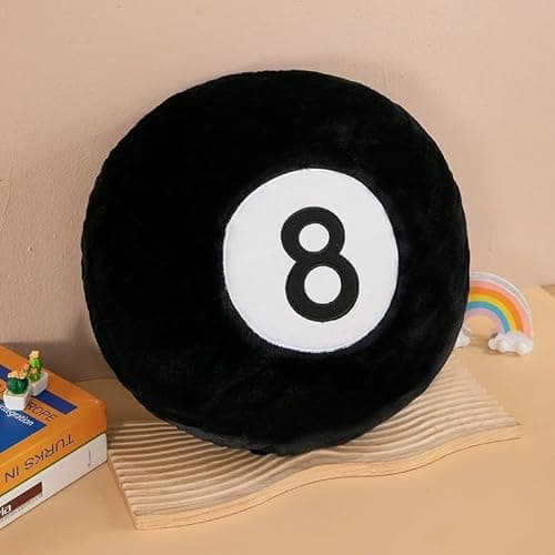 AUCOOMA Billiard Pillow, 13.7" 8 Ball Pillow Plush Cushion, Fluffy Decorative Soft Creative Sport Stuffed Animal Toys Cuddle Gift Black thumbnail 4
