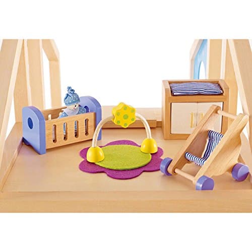 Hape Wooden Doll House Furniture Baby's Room Set with Baby| Pretend Playset for Kid’s Wooden Dollhouse thumbnail 2