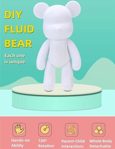 HANDA DIY Painting Fluid Bear Teddy Bear Violent Bear Gloomy Bear Painting Kit Set Creative Home Decorations Handmade Doll Figurine Toys Gift for Birthday Valentines (9.05 inch, Bear Mold) thumbnail 3
